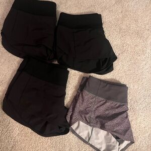 4 Lululemon Athletica Black Speed Up 2.5” Athletic Shorts
